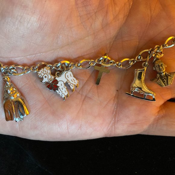 Charm Bracelet Vintage Retro Mid-Century 1950\'s Beau Sterling Silver w 5 Charms